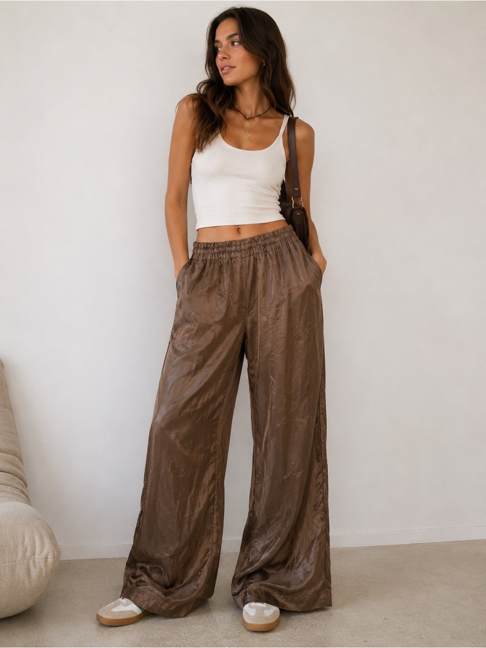 Da - nang Vintage Y2K Brown  Wide Surplus Indo- chine Pants Boho Minimalist